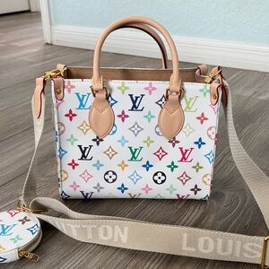 Louis Vuitton White Multicolor Monogram Tote